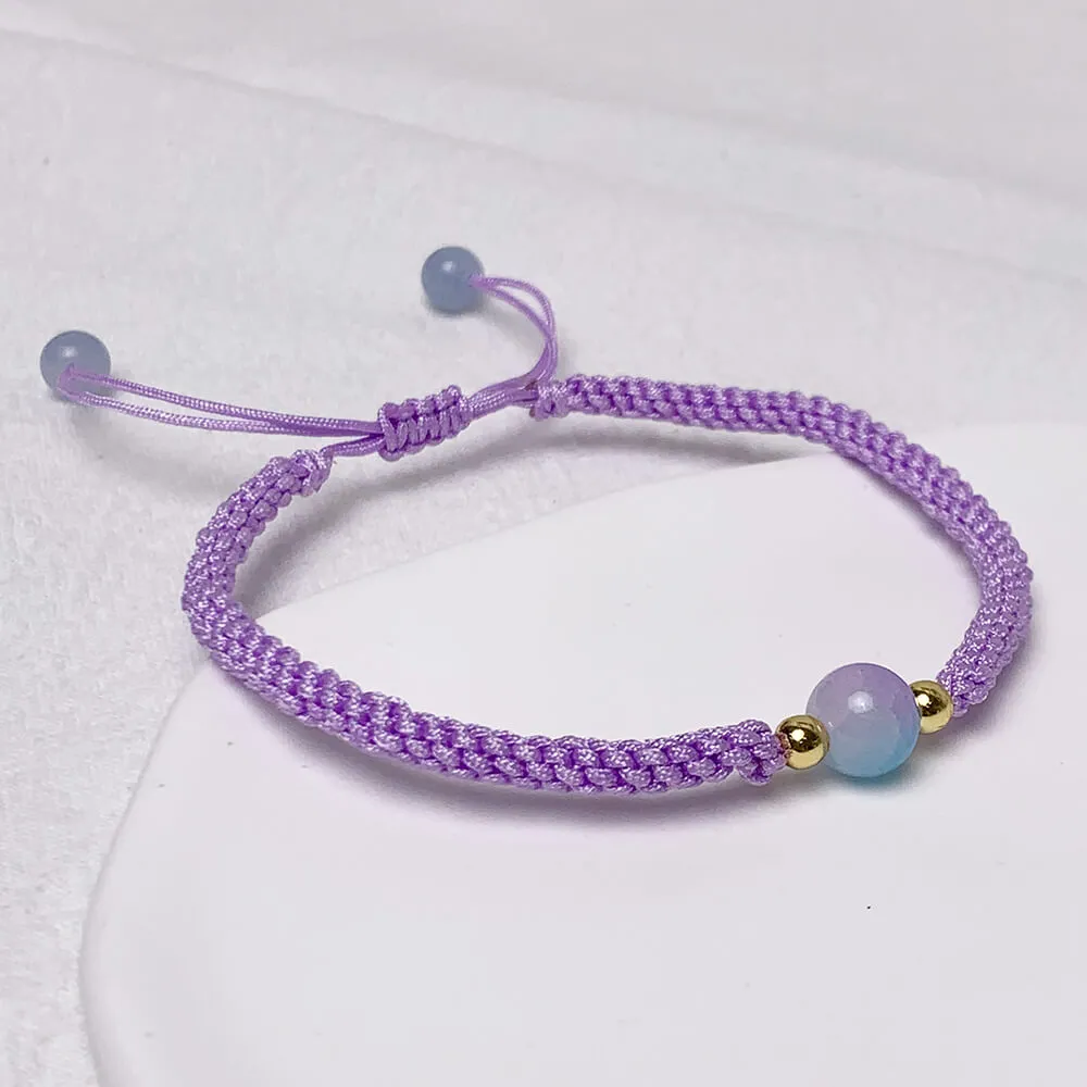 Gradient Bead Skinny Braided Friendship Boho Bracelet