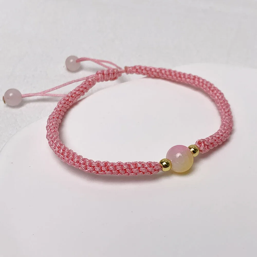 Gradient Bead Skinny Braided Friendship Boho Bracelet