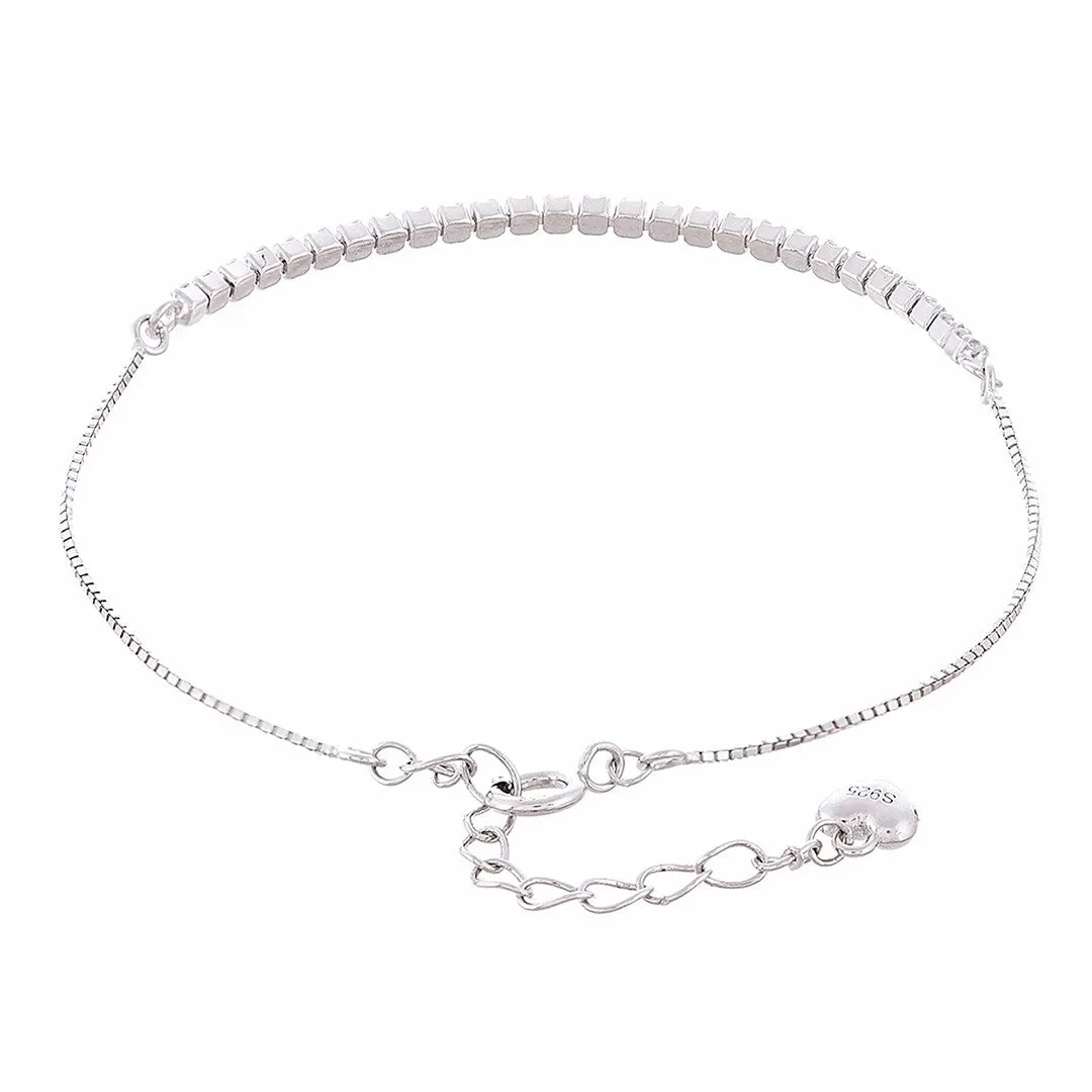 Linear Sleek Zircon 925 Silver Bracelet