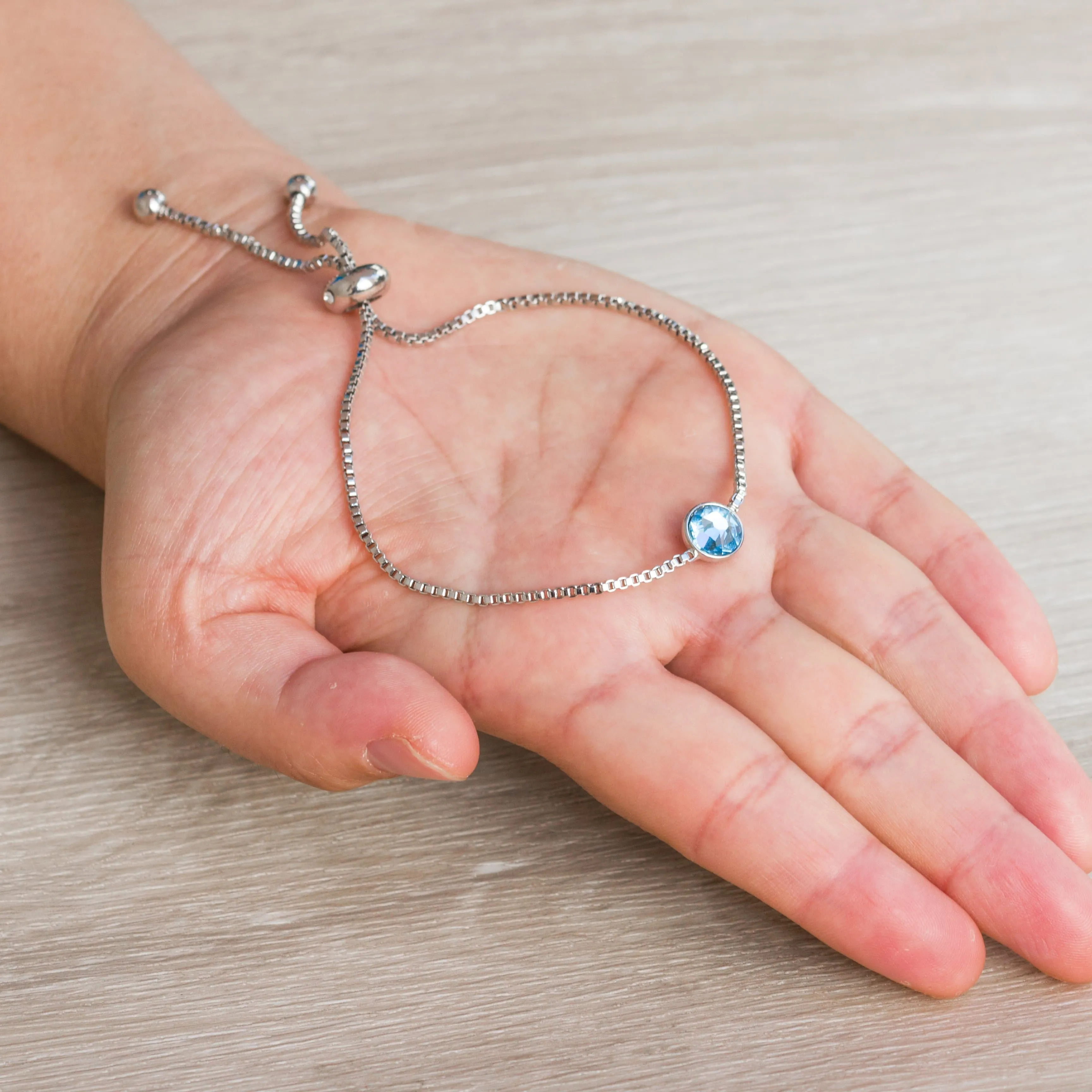 March (Aquamarine) Birthstone Bracelet Created with Zircondia® Crystals