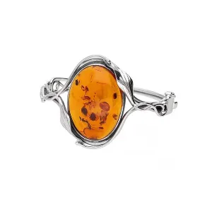 MILENA Bangle Silver and Baltic Amber - Vintage Style