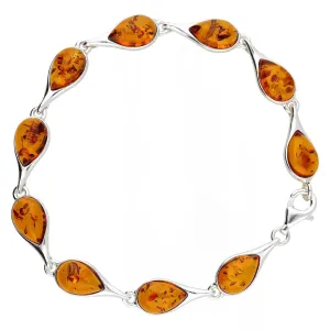 MILENA Bracelet Silver and Baltic Amber - Pear Shaped Stones