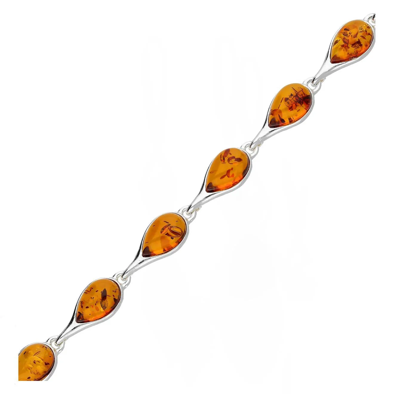 MILENA Bracelet Silver and Baltic Amber - Pear Shaped Stones