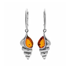 MILENA Drop Earrings Silver and Amber Shell