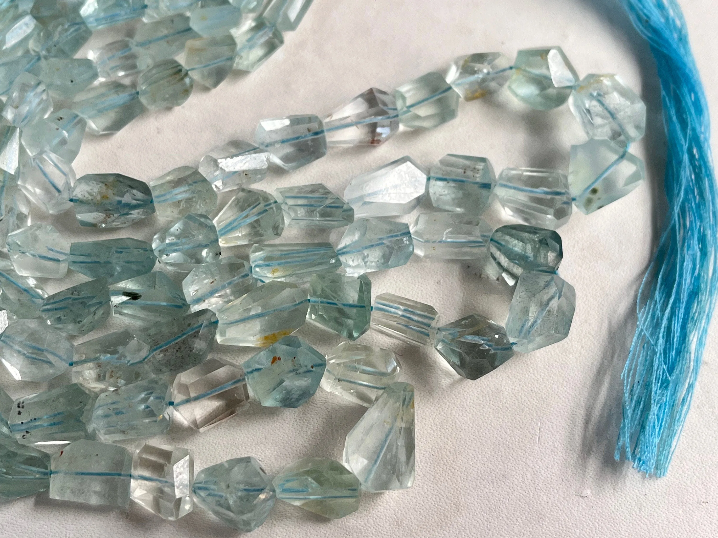 Natural Aquamarine faceted Tumble Shape Beads