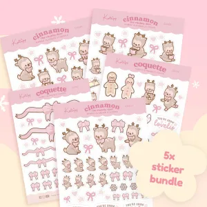Pink Coquette Bow Kawaii Sticker Bundle | Festive & Bookish Charm with Cinnamon Reindeer