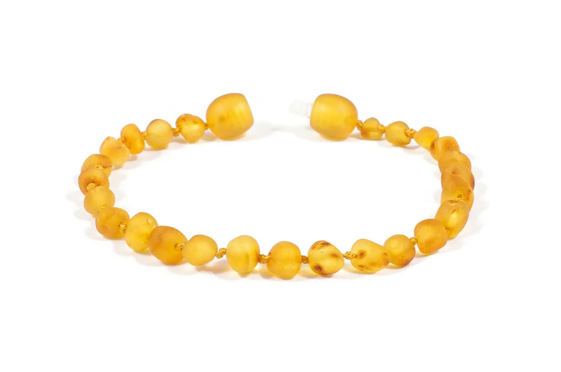 RAW AMBER TEETHING NECKLACE & BRACELET FOR CHILDREN / HONEY COLOUR / UNPOLISHED / EXTRA SAFE & EFFECTIVE