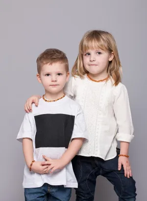 RAW AMBER TEETHING NECKLACE & BRACELET FOR CHILDREN / HONEY COLOUR / UNPOLISHED / EXTRA SAFE & EFFECTIVE