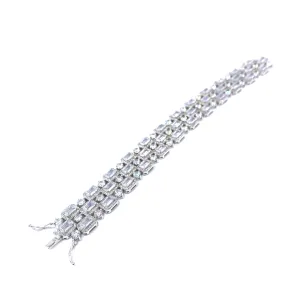 Rhodium Plated Sterling Silver Micropave Square CZ Bracelet