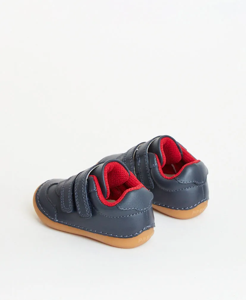 Rocket Navy Leather First Walker Trainer