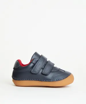 Rocket Navy Leather First Walker Trainer