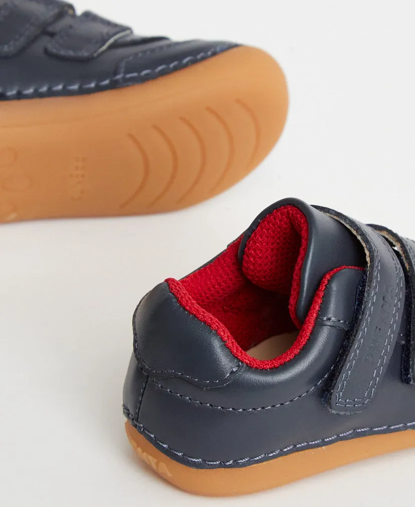 Rocket Navy Leather First Walker Trainer