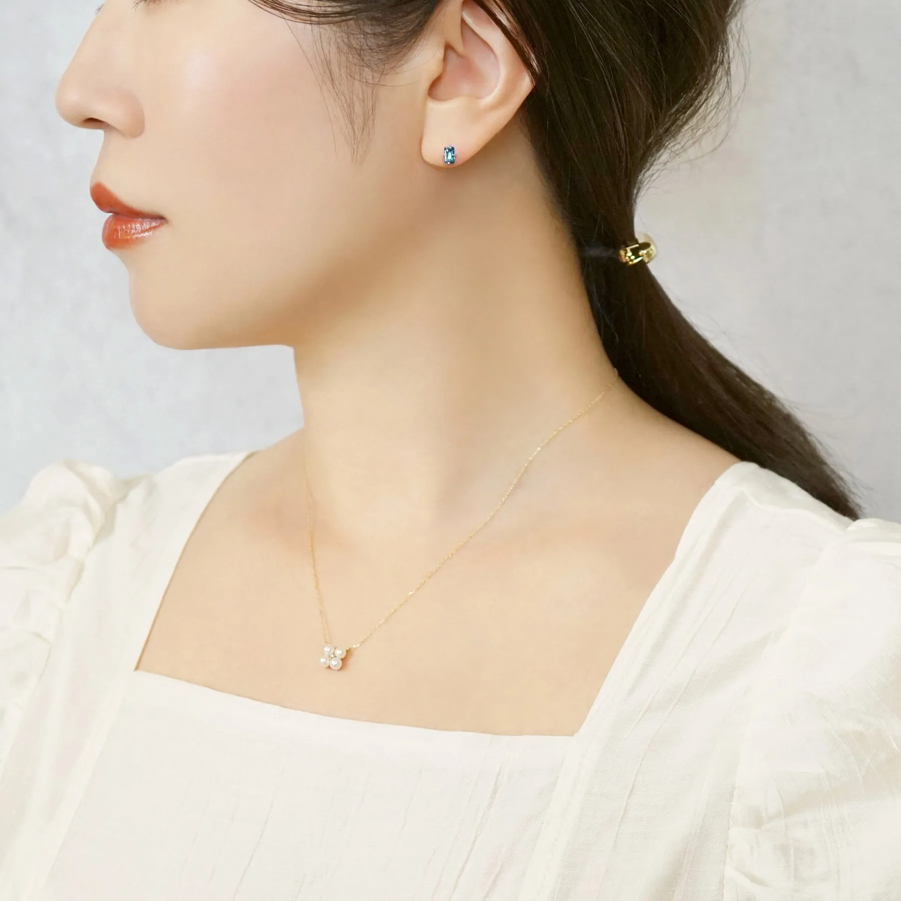 [Second Earrings] Platinum Octagon Cut London Blue Topaz Earrings