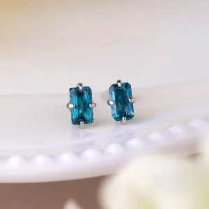 [Second Earrings] Platinum Octagon Cut London Blue Topaz Earrings