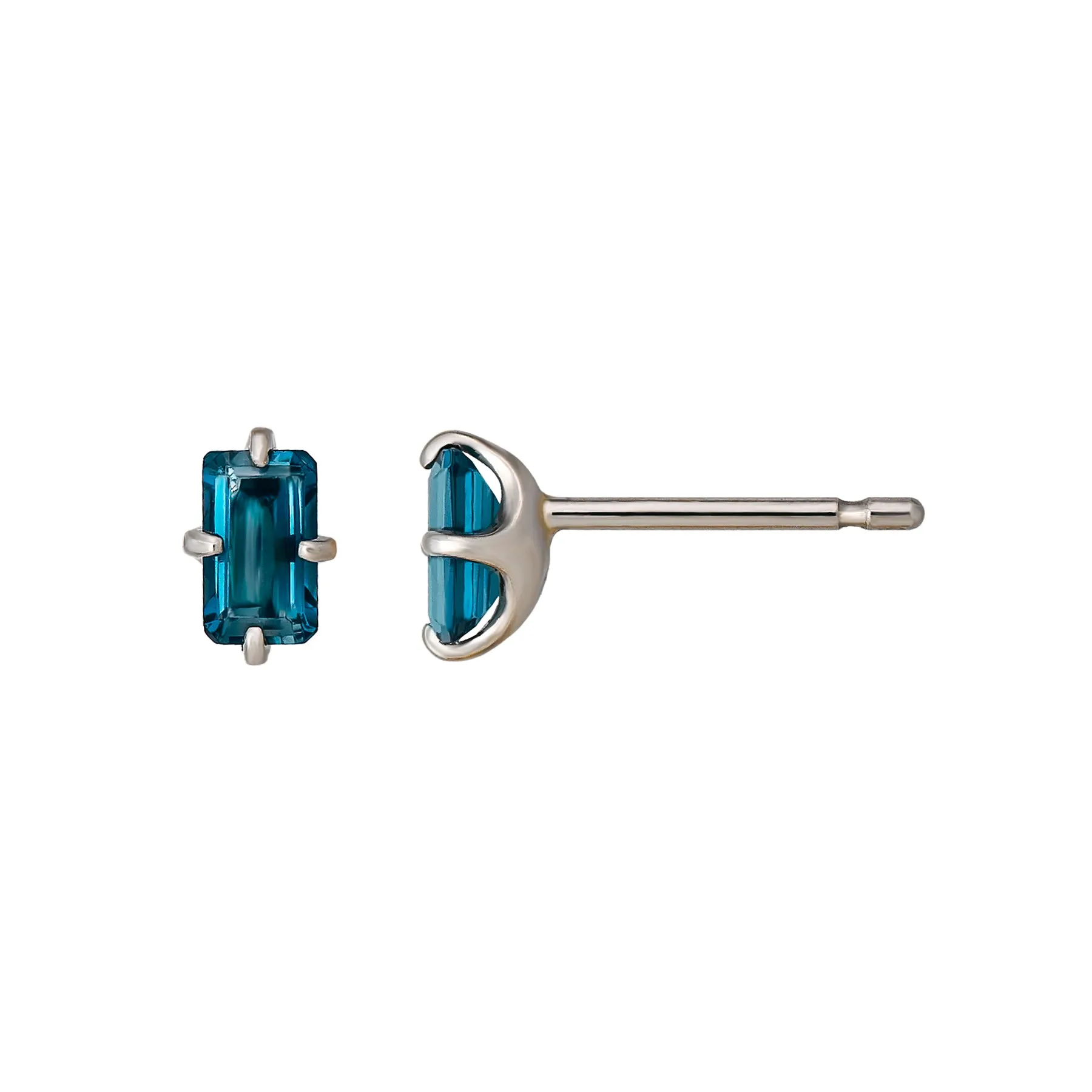 [Second Earrings] Platinum Octagon Cut London Blue Topaz Earrings