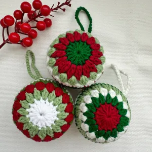 Set of 3 Handmade Crochet Christmas Tree Ornaments