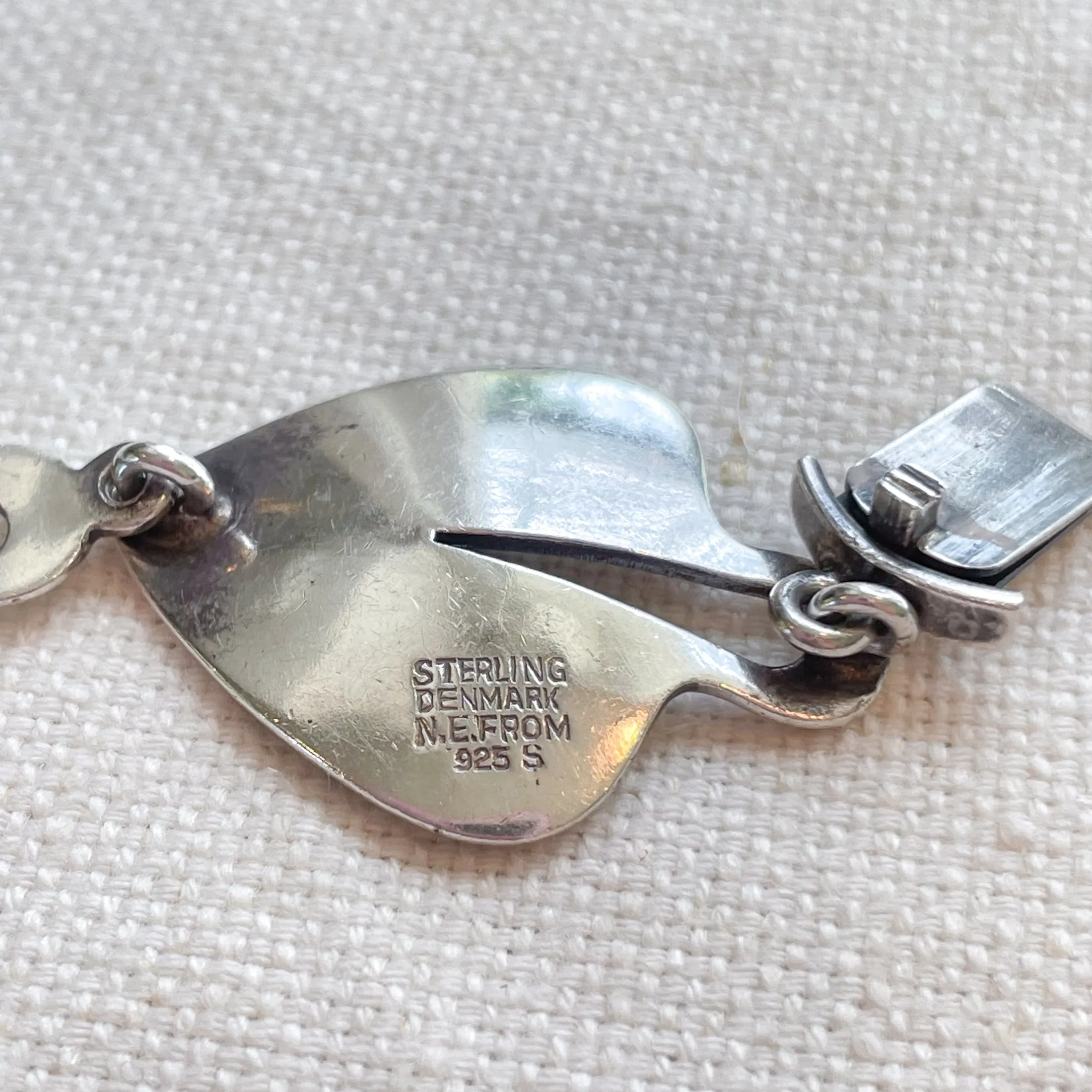 SOLD Vintage Niels Erik From, Sterling Modernist Leaf Bracelet, Mid-Century Silver Bracelet