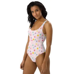 Splash into Fun with a Pink Polka Dot One-Piece Swimsuit