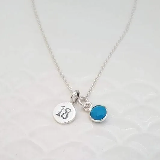Sterling Silver 18th and Gemstone Pendant Necklace