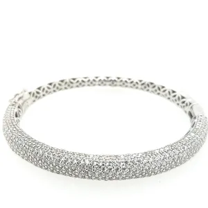 Sterling Silver Multi Row CZ Bangle Bracelet