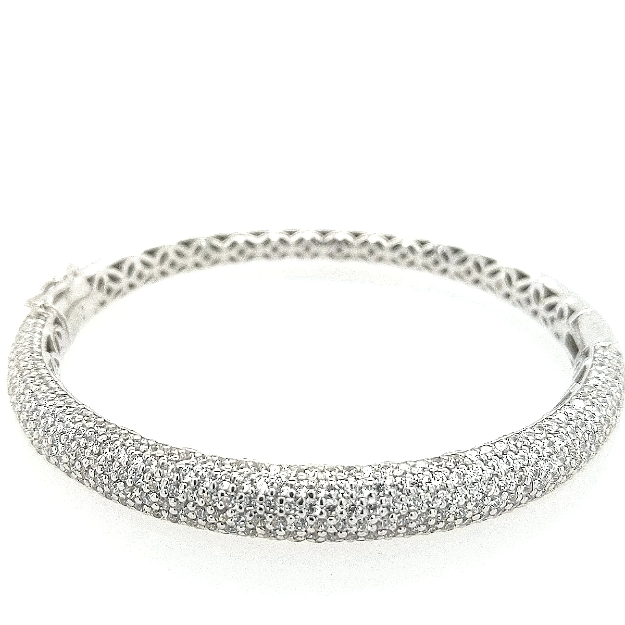 Sterling Silver Multi Row CZ Bangle Bracelet