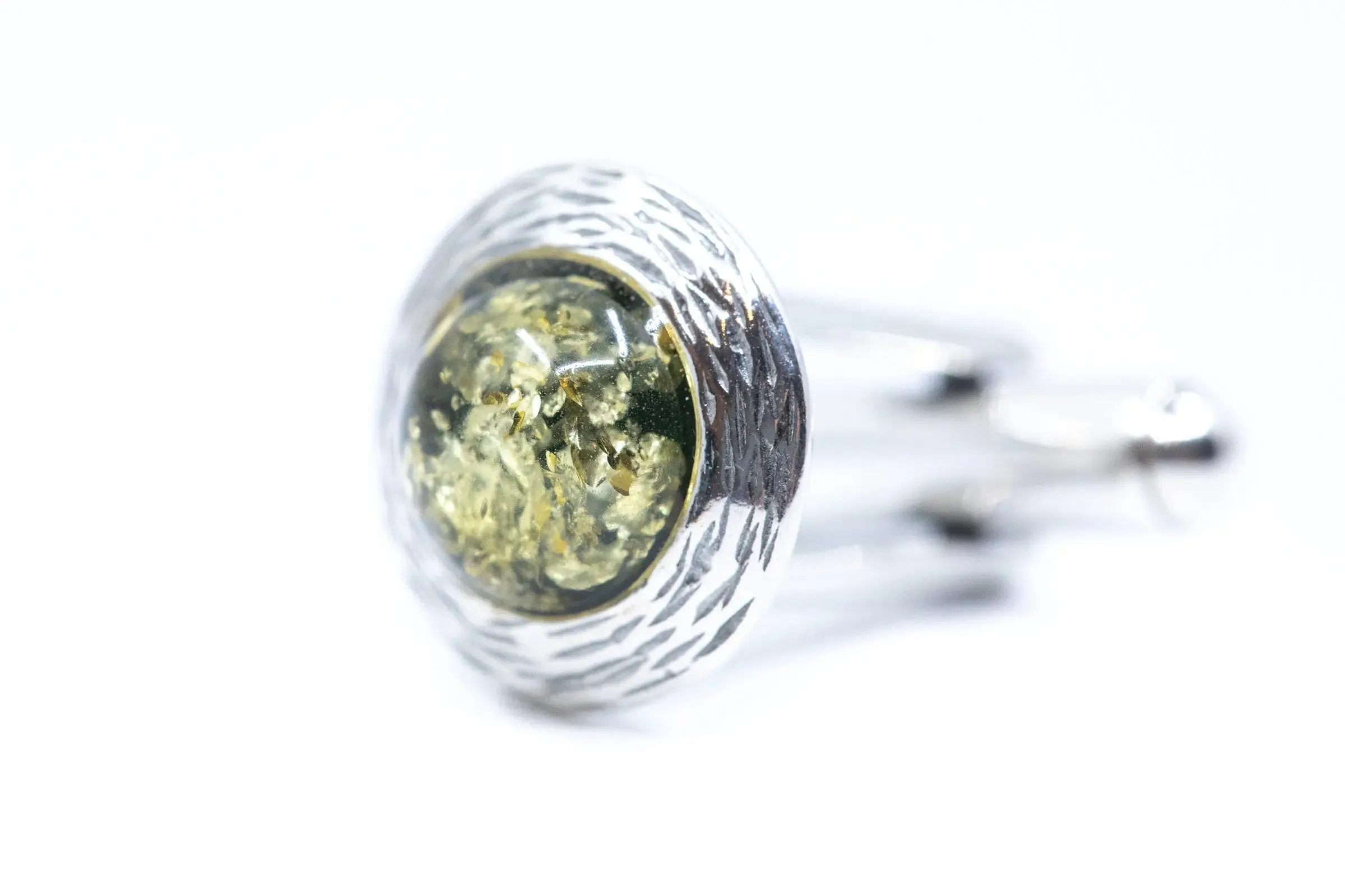 Textured Frame Green Amber Cufflinks