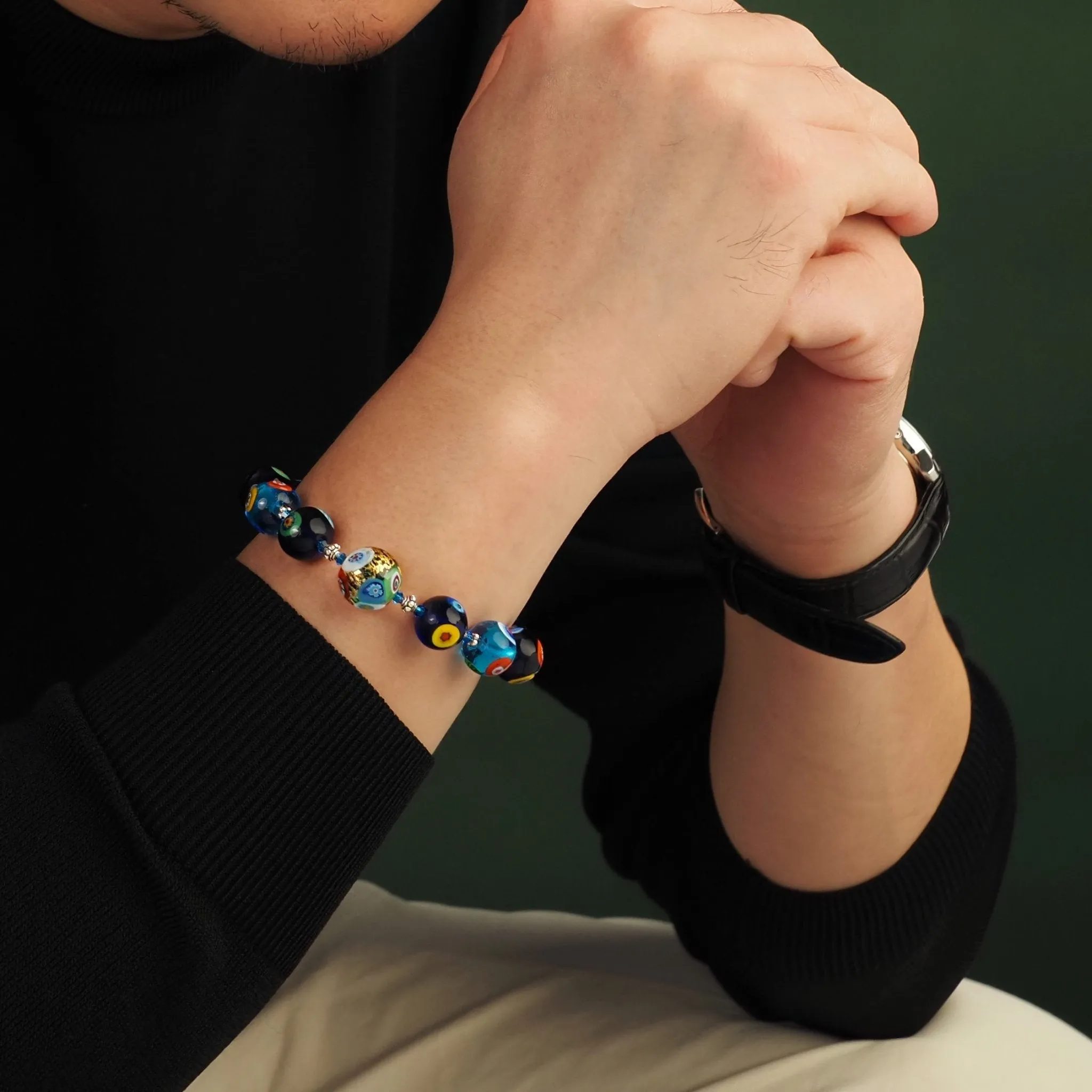 THE KISS Gold in Aqua Bracelet