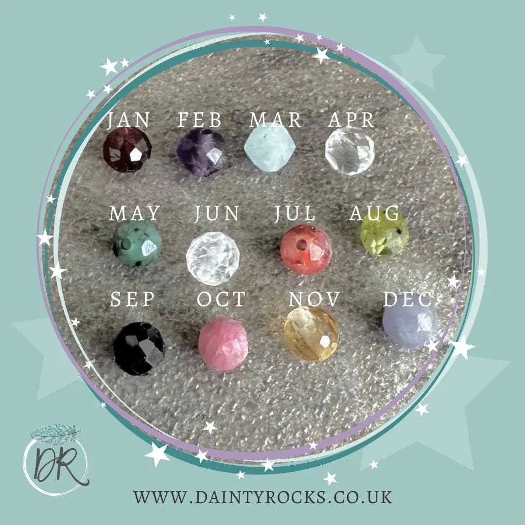 Two Bracelet Set for Mums Personalised Family Birthstones & Initials, Dainty Sterling Silver Family Jewellery for Mothering Sunday  Gift